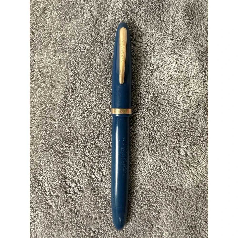 1950s SHEAFFER Admiral Touchdown 14K Feather Touch 5 Persian Blue Fountain Pen